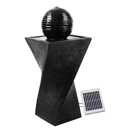 Gardeon Solar Water Feature Twisted Fountain LED Light Bird Bath 85CM Black.