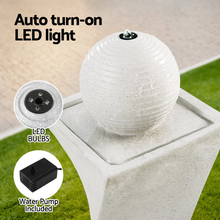 Gardeon Solar Fountain Water Feature Bird Bath Outdoor Garden LED Lights Ball 85CM.