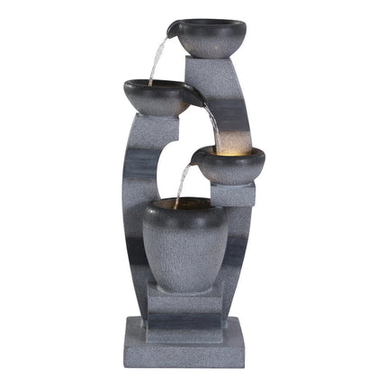 Gardeon Solar Fountain Water Feature Outdoor Fountain Indoor 4-Tier Bowl Cascading Grey.