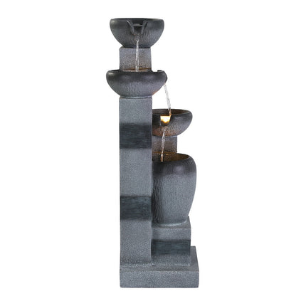 Gardeon Solar Fountain Water Feature Outdoor Fountain Indoor 4-Tier Bowl Cascading Grey.