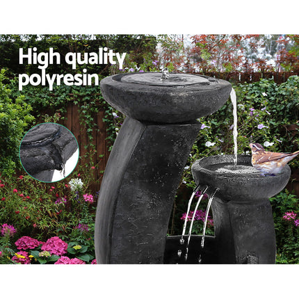 Gardeon Solar Water Feature Cascading Fountain 3-Tier Mushroom LED Light 70CM.
