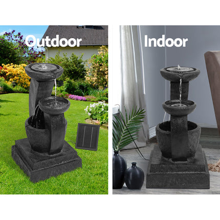 Gardeon Solar Water Feature Cascading Fountain 3-Tier Mushroom LED Light 70CM.