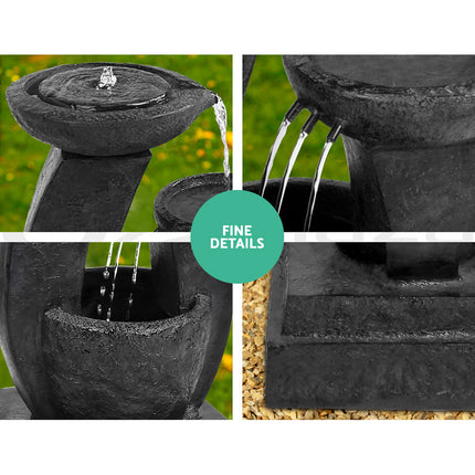 Gardeon Solar Water Feature Cascading Fountain 3-Tier Mushroom LED Light 70CM.