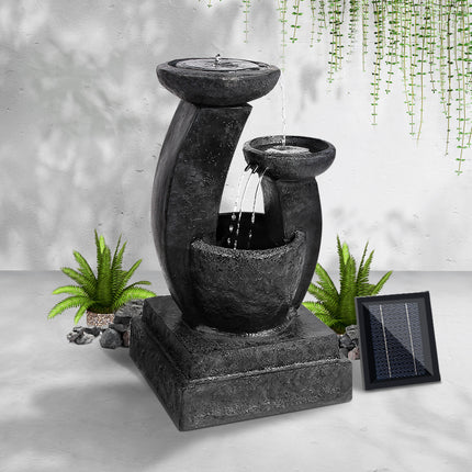 Gardeon Solar Water Feature Cascading Fountain 3-Tier Mushroom LED Light 70CM.