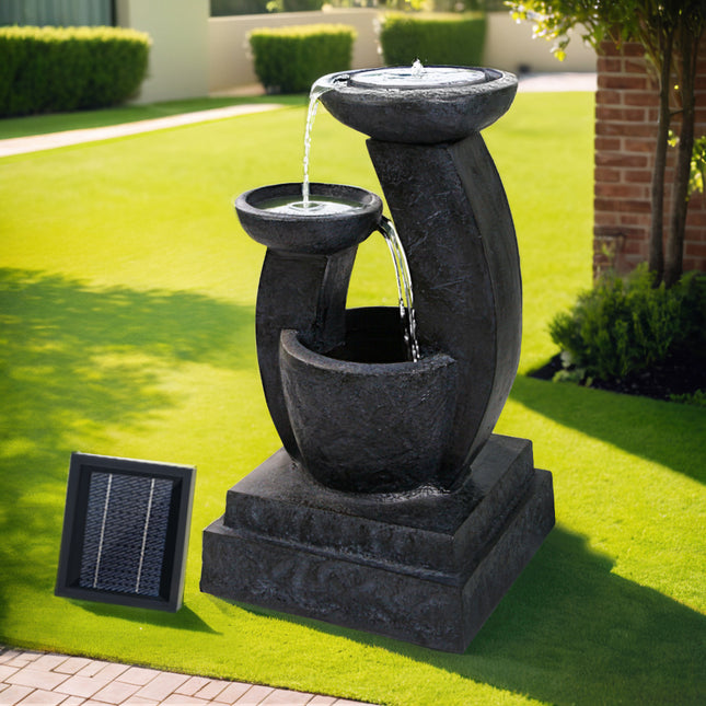 Gardeon Solar Water Feature Cascading Fountain 3-Tier Mushroom LED Light 70CM.