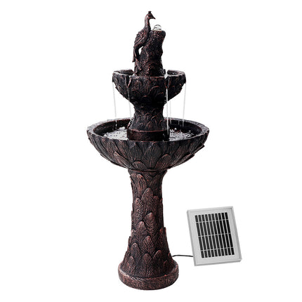 Gardeon Solar Water Feature Tier Fountain with Pump Kit Bird Bath 106CM Peacock.