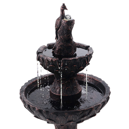 Gardeon Solar Water Feature Tier Fountain with Pump Kit Bird Bath 106CM Peacock.