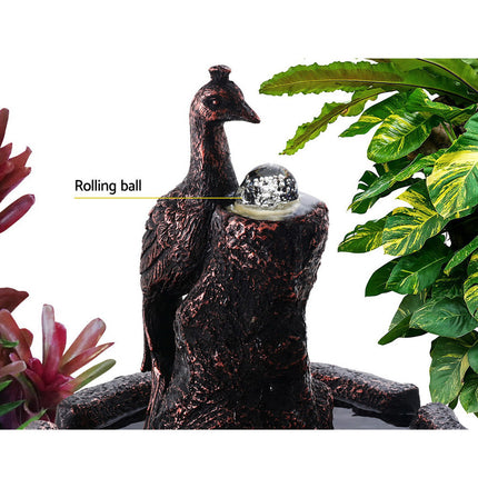 Gardeon Solar Water Feature Tier Fountain with Pump Kit Bird Bath 106CM Peacock.