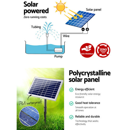 Gardeon Solar Pond Pump Submersible Water Fountain Kit 6.6FT.