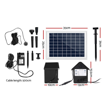 Gardeon Solar Pond Pump Submersible Water Fountain with Battery Kit LED Lights 6.6FT.