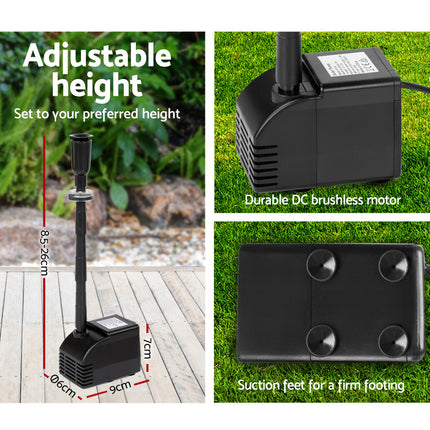 Gardeon Solar Pond Pump Submersible Water Fountain with Battery Kit LED Lights 6.6FT.
