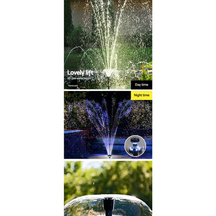 Gardeon Solar Pond Pump Submersible Water Fountain with Battery Kit LED Lights 6.6FT.