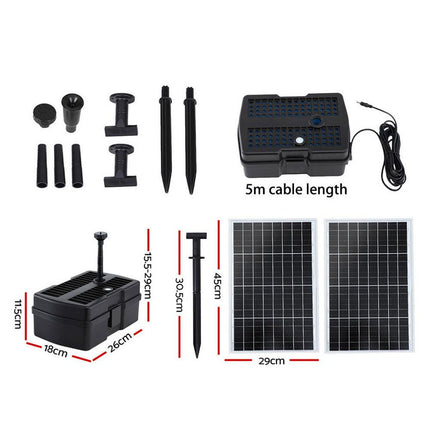 Gardeon Solar Submersible Water Pond Fountain Pump with Filter Box 6FT 1190L/H.