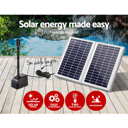Gardeon Solar Pond Pump Submersible Water Fountain Kit with 2 Panels 7.2FT.