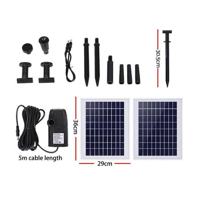 Gardeon Solar Pond Pump Submersible Water Fountain Kit with 2 Panels 1600L/H.