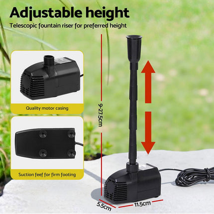 Gardeon Solar Pond Pump Submersible Water Fountain Kit with 2 Panels 1600L/H.