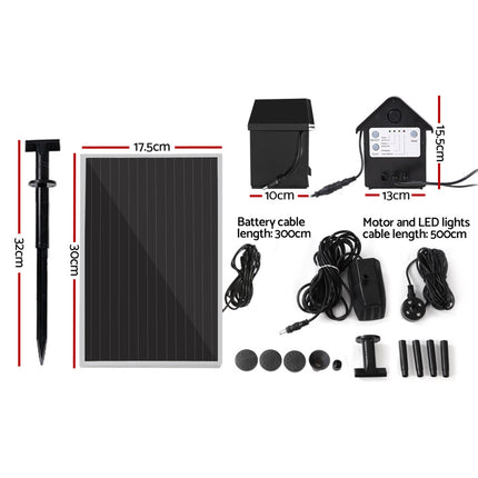 Gardeon Solar Pond Pump Submersible Water Fountain with Battery Kit LED Lights 4FT.