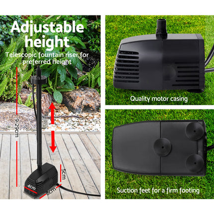 Gardeon Solar Pond Pump Submersible Water Fountain with Battery Kit LED Lights 4FT.