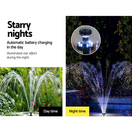 Gardeon Solar Pond Pump Submersible Water Fountain with Battery Kit LED Lights 4FT.
