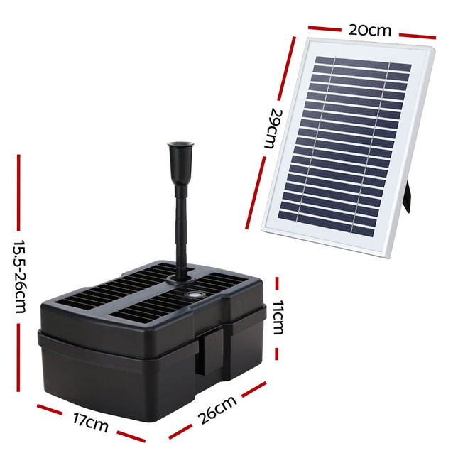 Gardeon Solar Submersible Water Pond Fountain Pump with Filter Box 4.6FT 470L/H.