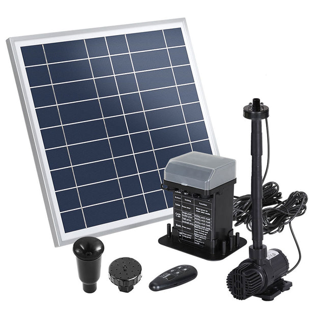 Gardeon Solar Pond Pump with Battery Kit LED Lights 9.8FT.