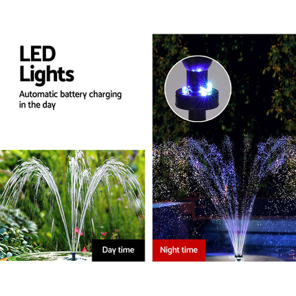 Gardeon Solar Pond Pump with Battery Kit LED Lights 9.8FT.