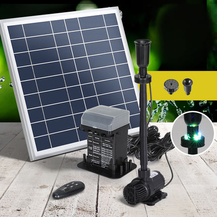 Gardeon Solar Pond Pump with Battery Kit LED Lights 9.8FT.