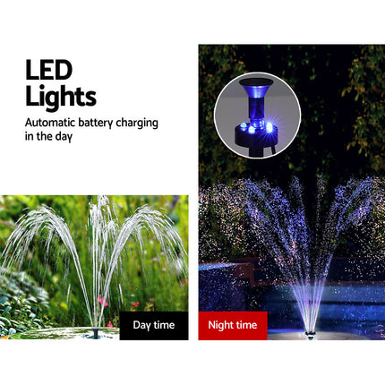 Gardeon Solar Pond Pump Submersible Water Fountain with Battery LED Lights 4.4FT.
