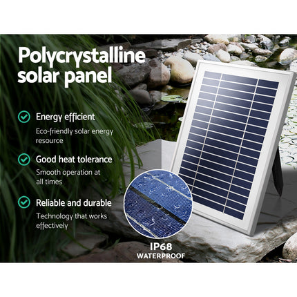 Gardeon Solar Pond Pump Submersible Water Fountain with Battery Kit LED Lights 4.3FT.