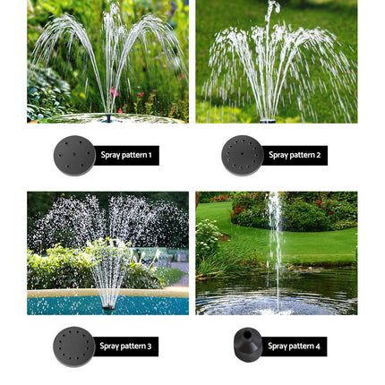Gardeon Solar Pond Pump Submersible Water Fountain with Battery Kit LED Lights 4.3FT.