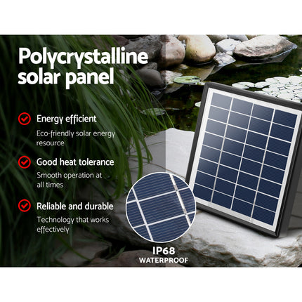 Gardeon Solar Pond Pump Submersible Water Fountain with Battery Kit LED Lights 4.3FT.
