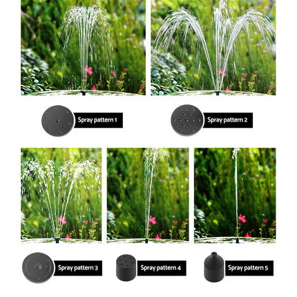 Gardeon Solar Pond Pump Submersible Water Fountain with Battery Kit LED Lights 4.3FT.