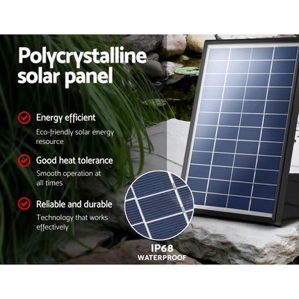 Gardeon Solar Pond Pump Submersible Water Fountain with Battery Kit LED Lights 4.3FT.