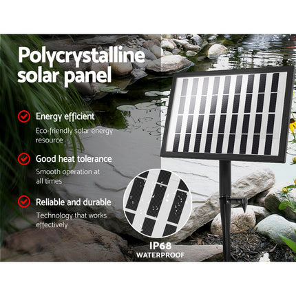 Gardeon Solar Pond Pump Submersible Water Fountain with Battery Kit LED Lights 4.3FT.