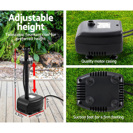 Gardeon Solar Pond Pump Submersible Water Fountain with Battery Kit LED Lights 4.3FT.