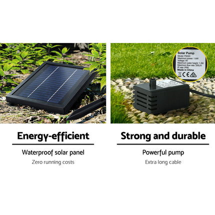 Gardeon Solar Water Feature Cascading Fountain 3-Tier Pot LED Lights 76CM Grey.