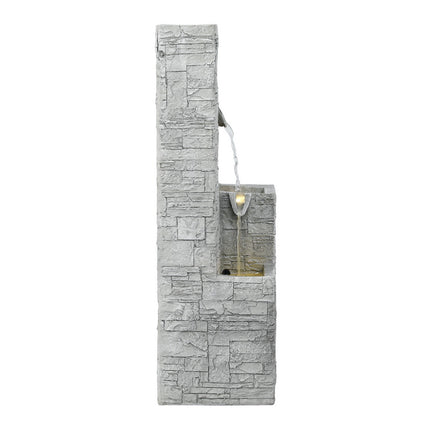 Gardeon Solar Fountain Water Feature Outdoor Indoor 4-Tier Square Cascading Beige.