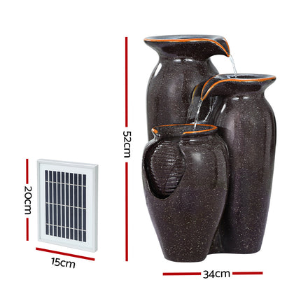 Gardeon Solar Fountain Water Fountain Feature Cascading Fountain LED Lights 76CM Grey.