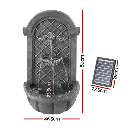 Gardeon Solar Fountain Water Feature Wall Mount Garden Fountains 80CM Grey.