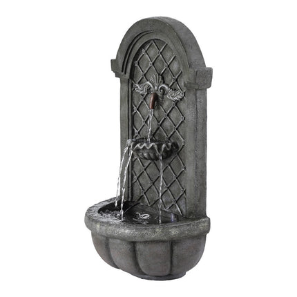 Gardeon Solar Fountain Water Feature Wall Mount Garden Fountains 80CM Grey.