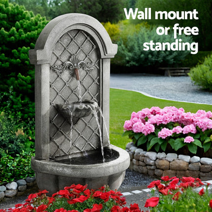 Gardeon Solar Fountain Water Feature Wall Mount Garden Fountains 80CM Grey.