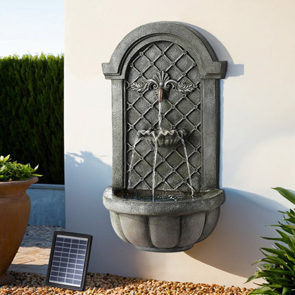 Gardeon Solar Fountain Water Feature Wall Mount Garden Fountains 80CM Grey.