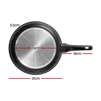 5-Star Chef Non Stick Frying Pan Cast Aluminium Steak Skillet BBQ Cookware 30cm.