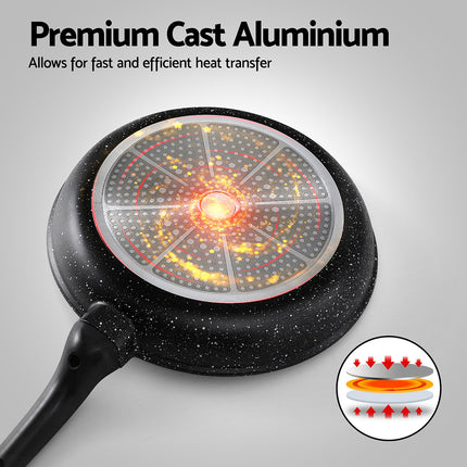 5-Star Chef Non Stick Frying Pan Cast Aluminium Steak Skillet BBQ Cookware 30cm.