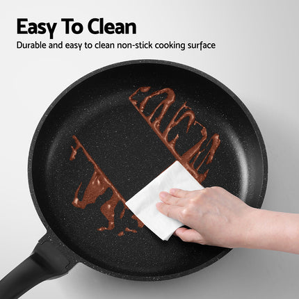 5-Star Chef Non Stick Frying Pan Cast Aluminium Steak Skillet BBQ Cookware 30cm.