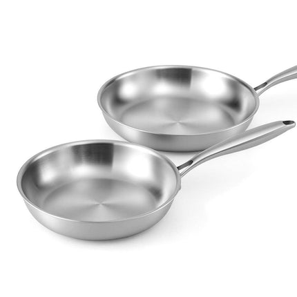 5-star Chef Frying Pan Stainless Steel Uncoated Twin Frypan Set 25/30cm Silver.
