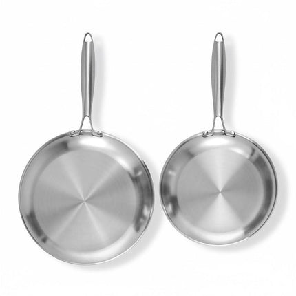 5-star Chef Frying Pan Stainless Steel Uncoated Twin Frypan Set 25/30cm Silver.