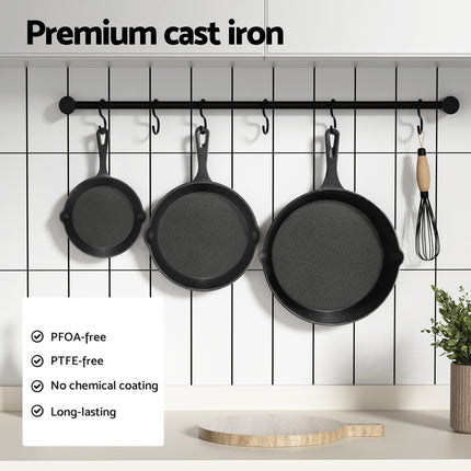 5-star chef Non Stick Frying Pan Cast Iron 3PCS.