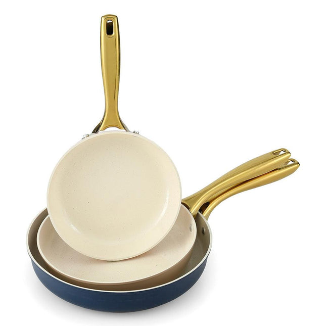 5-star Chef Frying Pan 3PCS Shades Frypan Set Ceramic Coating Multi Colour.