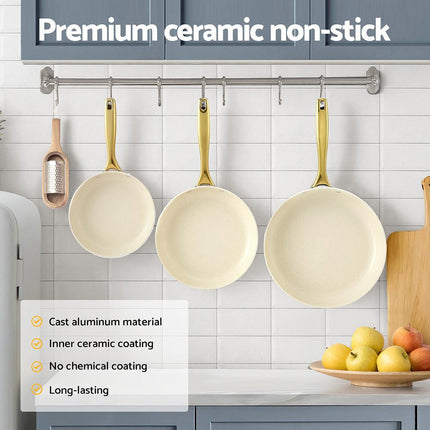 5-star Chef Frying Pan 3PCS Shades Frypan Set Ceramic Coating Multi Colour.